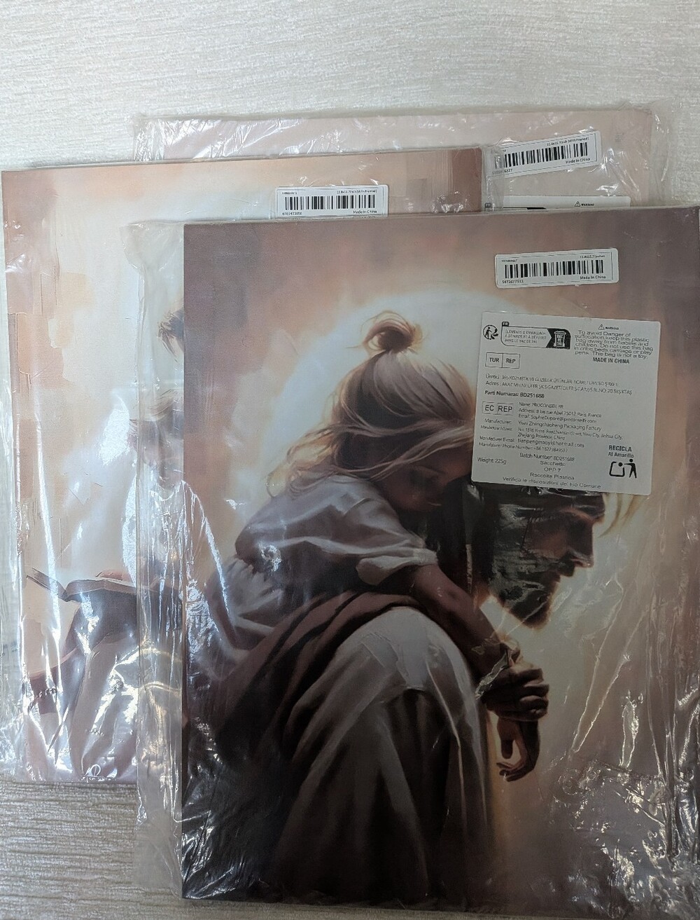 Religious Wall Art Print Canvas - Set Of 3 Savior and Child Soft Neutrals
